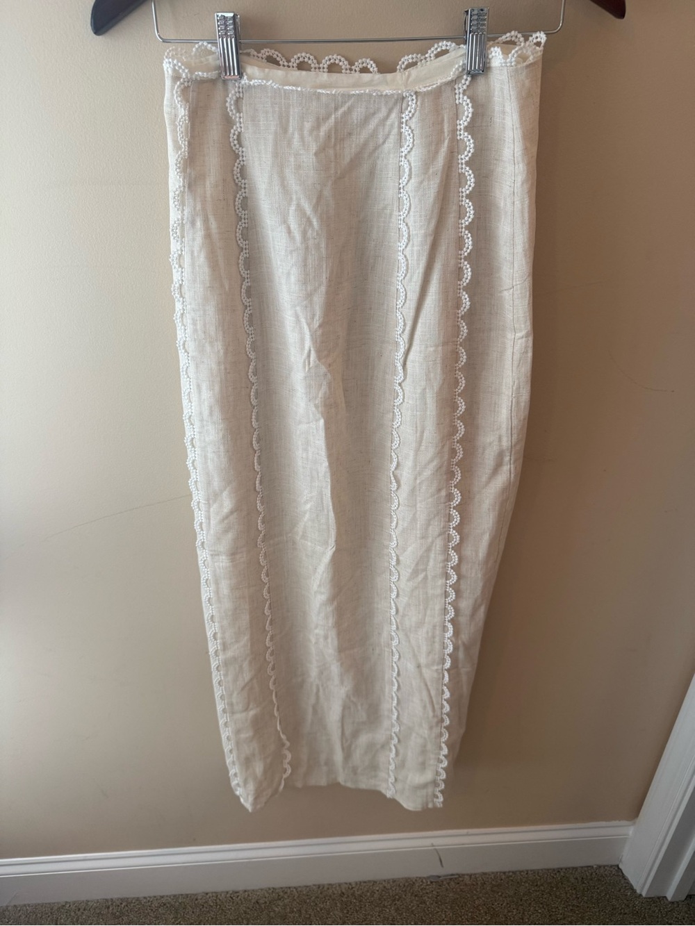 Here Comes the Sun Linen Blend Tiered Maxi Skirt size Small